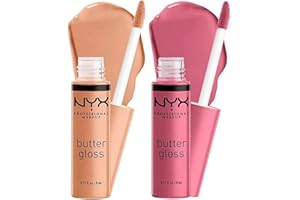 NYX Professional Makeup Lipgloss mit glänzendem Finish und nicht-klebriger Formel, Butter Gloss, Madeleine & Tiramisu, Doppelpack