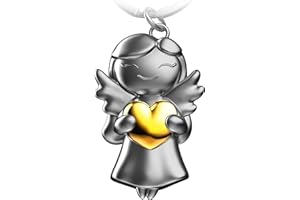 FABACH Anioł stróż breloczek do kluczy gwiazda z sercem - anioł talizman breloczek do kluczy miłość - prezent anioł stróż talizman - słodki anioł z sercem jako pomysł na prezent dla dziewczyny