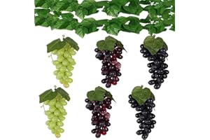 YIMINI 8 Pezzi Uva Artificiali Realistici con Foglie - Grappoli Decorativi Per Casa e Esterni, Giardino, Parete