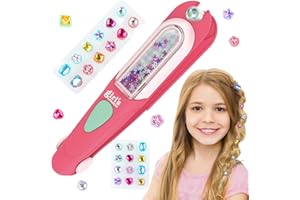 Aooess Hair Accessories for 3-8 Year Old Girl Gifts: Hair Gem Stamper Hair Accessories for Girls, Toys for Kids Age 3 4 5 6 7 8 Birthday Presents, Braiding Kit with 24 Reusable Rhinestones