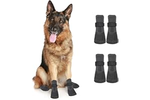 NECDEOL Scarpe protettive per cani, 4 pezzi, traspiranti, per cani, per attività all'aperto, protezione zampe, impermeabili, regolabili, per cani di taglia piccola, media e grande