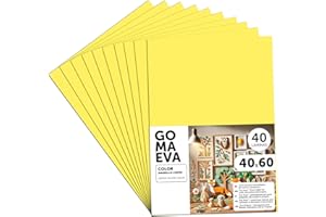 m-office Plaques de Mousse EVA Colorées 40x60cm, Feuilles de Mousse à Découper, Papier Mousse Pailleté, Idéal pour Loisirs Créatifs, Scrapbooking, École ou Activités Manuelles (Jaune citron, 40 uds)