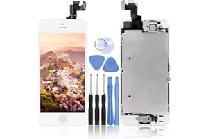 LL TRADER Touchscreen für iPhone 5S/SE Weiß, Retina LCD Ersatz Display Reparaturset Digitizer Assembly Vormontiert mit Home Button, Hörmuschel, Frontkamera, Näherungssensor und Werkzeug