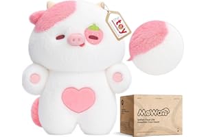 Mewaii Peluche Vaca 45CM Almohada de Peluche Vaca Fresa, Cojines de Peluche Animal Abrazando Almohada Forma de Muñeco Adorable Suave y Cómoda para Abrazar Juguetes para niños Mayores de 3 años