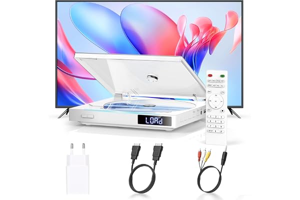 Lecteur DVD Mini HDMI, lecteurs DVD sans Restriction régionale pour Smart TV avec Conversion ascendante HDMI 1080P, Sortie HDMI et AV, Lecture USB, système NTSC/PAL intégré, télécommande Incluse