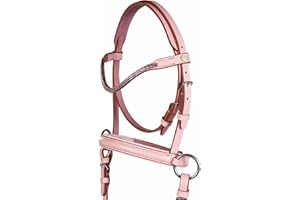 RL24 - Trensenzaum gebisslos für Holzpferde Funny Horses von HKM | Trense aus Echtleder in rosa | Zaumzeug für Holzpferd mit Zügel | Pferdespielzeug für Kinder | Holzpferd Zubehör für Shetty
