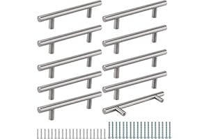 Aimeke 10 Stück Möbelgriffe 128mm Lochabstand Schrankgriffe Silber Türgriffe Küche Schrankgriffe Edelstahl Küchengriffe Gebürstet Schubladengriffe T Stangengriff
