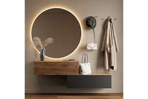 Planetmöbel - Mobiletto contenitore compatto per corridoio/ingresso, 2 x 100 cm, con sportello, installazione a parete, 37,8 x 100 x 32,5 cm (P x L x A), rovere oro/antracite