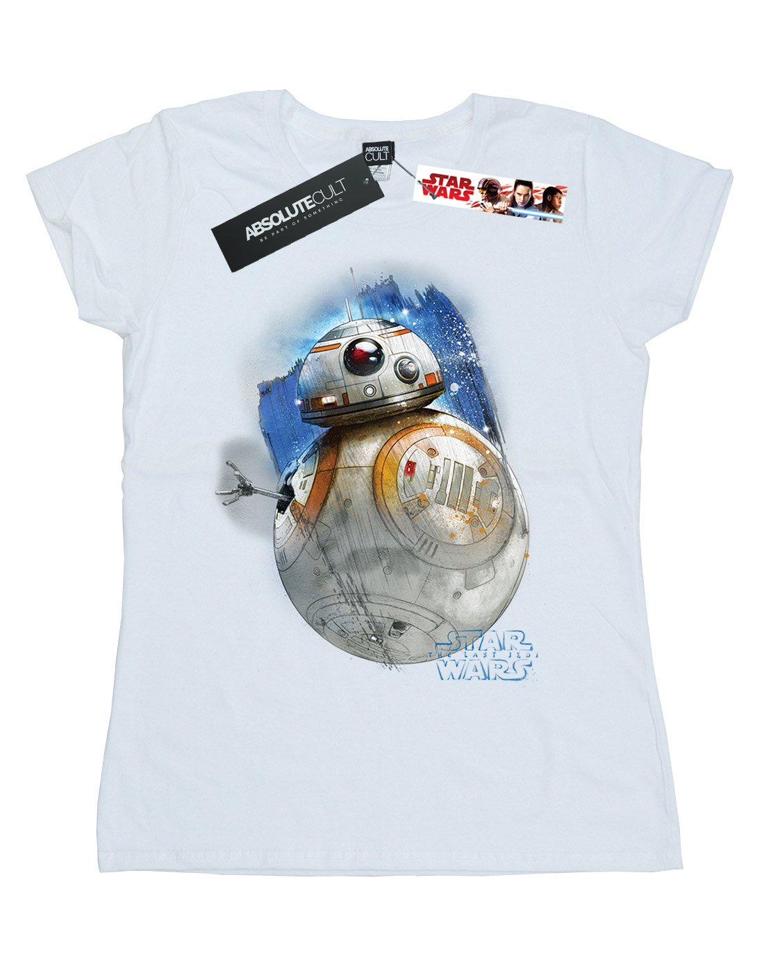 Star-Wars-Damen-The-Last-Jedi-BB-8-Brushed-T-Shirt-Medium-Wei