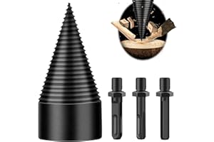 FTJKGH Bohrkegel Holzspalter, 50mm Bohrkegel Holzspalter Bohrer Holzspalter Schraube Kegel, Brennholzspalter Bohrer Spaltholzkegel Holzspalterbohre mit 3 Bohrgriffe, Brennholz Bohrer für Haushalt