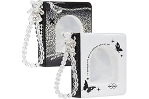 BABYFOND 2 Pcs 3 Inch Kpop Photocard Holder Book Mini Photo Photocard Album Kpop Photocard Binder 40 Pockets with Cute Bracelet Photo Card Holders (black)