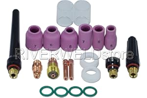 RIVERWELD Lente a gas tozzo 17gl332 2,4 mm e #10 tazza e tig a gas tig kit di ugelli allumina fit db sr wp 17 18 26 tig torcia di saldatura 21pcs