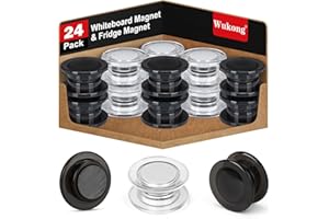 Wukong Magnesy na tablicę magnetyczną, 24 sztuki, białe + czarne magnesy na lodówkę, mocne do tablicy magnetycznej, szkoły, seminariów, szafek na lodówkę i zdjęć Ø 30 mm