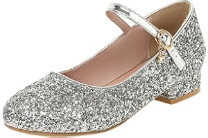 Etebella Damen Pumps Flach mit Riemchen Mary Jane Festliche Glitzer Schuhe