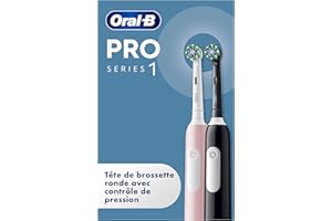 Oral-B Brosses A Dents Electriques Duo Pro 1 Noire Et Rose, Avec 3 Modes De Nettoyage 3D Dont Douceur, Brossage Avec Des Oscillo-Rotations Et Pulsations, Brossettes De Rechange RondesOral B, Chargeur