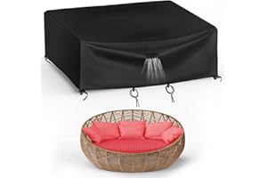 Housse Salon de Jardin Exterieur, SKELO 600D Oxford Tissu Imperméable Bâche de Meubles d'extérieur, Housse de Protection pour Mobilier Housse de Table de Jardin de Meuble de Jardin 125*125*74cm