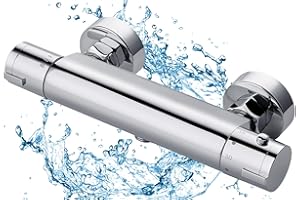 BONADE Duscharmatur mit Thermostat, Aufputz Mischbatterie Dusche mit 38°C Sicherheitstaste, Chrom Thermostatisches Brausebatterie, Rundes Duschthermostat für Badezimmer, Wanne