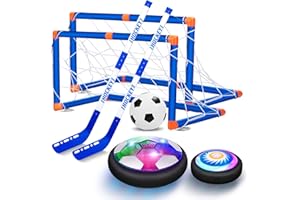 Sillbird Hover Hockey Soccer 2 en 1 Ensemble de jouets pour garçons, rechargeables, pour intérieur et extérieur, Air Power Hockey et ballon de football, cadeau pour 3 à 12 garçons et filles