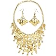 shoperama Jewellery Set Earrings Necklace Gold Coins Goddess Harem Lady Fortune teller Gypsy Roman Orient 1001 Night Belly Dance Belly Dance Bollywood