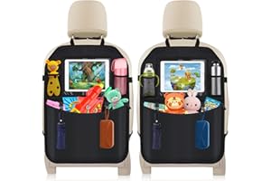 Auto Rückenlehnenschutz,DIAOPROTECT 2 Stück Auto Rücksitz Organizer für Kinder, Wasserdicht Autositzschoner mit Touch Screen Tablet Halter und Große Taschen,Kick-Matten-Schutz für Autositz