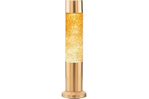 NOVA Colour Glitter Lamp, Multi Coloured Tinted Glass, Copper Plated Base 15 Inch