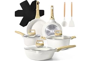 GiPP Set di 5 pentole in granito e padelle con rivestimento antiaderente, 20 + 24 + 28 cm, set di pentole da 16 + 24 cm, set di pentole a induzione con spatola+cucchiaio, per tutti i piani cottura,