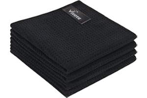 VIVOTE Mikrofasertücher Barista Tuch Schwarz Waffeltuch Spüllappen Waschbar Spültuch für Küche Dicke Haushalts Putzlappen Fusselfrei 30 cm X 30 cm 4 Stück