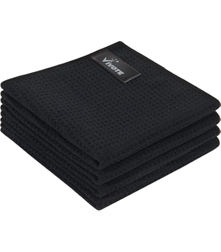 VIVOTE Set van 8 microvezeldoeken - Zwart reliëf - Wasbaar - Voor de keuken - Dik - Niet-pluizend - 30 x 30 cm