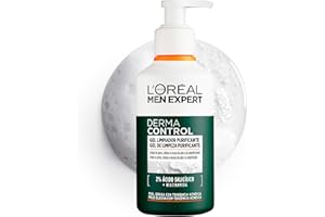 L'OREAL PARIS MEN EXPERT L'ORÉAL Paris Men Expert Derma Control Gel Limpiador Purificante con Ácido Salicílico y Niacinamida para Hombre con Piel Grasa y Tendencia Acneica. Reduce las Manchas y Marcas Post Acné, 260ml