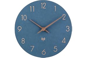 ‎ACCSHINE ACCSHINE Funkuhr Wanduhr MDF Holz Wanduhr Ohne TickgeräUsche Lautlos 30cm Quarz Batterie Groß Wanduhr Einfach zu Lesen für Zimmer Zuhause KüChe Schlafzimmer Büro Schule (Blau)