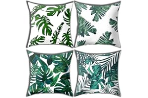 GVSAVY 4 Plant Throw Pillow Covers, Outdoor Waterproof Cushion Covers, Sofa Pillow Covers, Cushion Covers, Suitable for Outdoor Terrace, Living Room Sofa, Bedroom and Other Decoration (45x45cm)