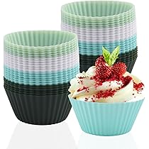 Guowall Stampo Muffin In Silicone - Set 24 Pezzi 4 Colori, Per Forno E Congelatore