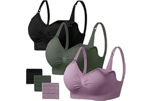 HBselect 3 PCS Reggiseno Allattamento con Estensione Reggiseno Bra Donna Morbido e Traspirante Reggiseno Senza Ferretto e Senza Cuciture