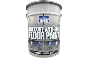 SIRAMICO COATINGS One Coat Anti-Slip Floor Paint | 5 Litres | 5 Modern Colours I Waterbased, Quick Drying Formula | White, Black, Greys (Dark Grey, 5 Liters)