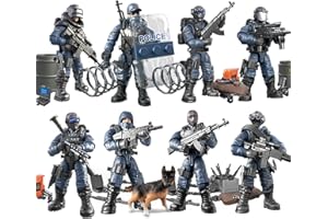 MEIEST 8 PCS Mini SWAT Model Figurines d'action Militaire, City Police Model Block Toy avec Une variété d'accessoires d'armes Militaires, Party Favor Set (SWAT)