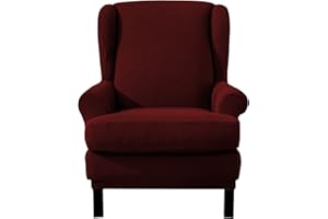 EBETA Jacquard Funda de Sillón Funda Orejero elástica, Funda Cubre Sillón Relax 1 Plaza, Funda Cojín Independiente (Vino Tinto)