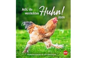 Hühner Postkartenkalender 2026 - Ach, du verrücktes Huhn!: Der Postkarten-Tischkalender 2026 für Fans des Federviehs mit coolen Sprüchen. ... 16 x 17 cm (Postkartenkalender Heye)