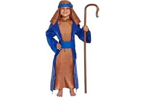 HENBRANDT Children's Blue and Brown Shepherd Costume for Boys, Christmas Fancy Dress for Nativity Play, School Fairs, and Festive Celebrations