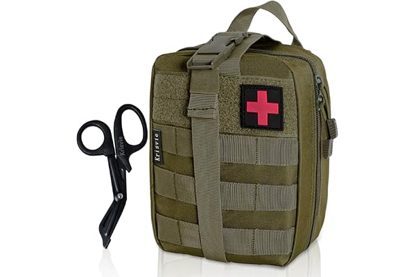 KrisVie Pochette EMT Médecine Tactique Sac étanche Molle de Premiers Secours, Trousse Kit de Premiers Soins Militaires pour Randonnée Camping Airsoft avec Un Ciseaux médical