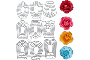 INSPUTOL 9 pezzi fustelle per fiori multistrato per la creazione di carte, stencil 3D, stampini per goffratura in metallo, fustelle per la creazione di biglietti, decorazioni e scrapbooking fai-da-te