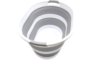 Sammart 34L- Panier à linge pliable en plastique ovale - Panier de rangement peu encombrant - Panier de rangement peu encombrant - 33,5 l (Gris)