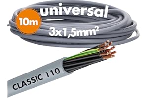10 metrów Lapp 1119303 Ölflex Classic 110 przewód sterujący PCW 3 x 1,5 mm² z zielono-żółtym przewodem ochronnym 3G1,5 mm² I kabel sterujący 3-żyłowy I kabel 3-żyłowy