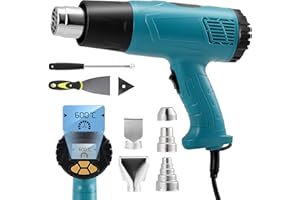 GXPJYCFOB 2000W Décapeur Thermique Professionnel 50℃~600℃ avec Grand Écran LCD Numérique, Pistolet à Air Chaud Température et Débit d'air Réglable, Protection de Surcharge, Conversion ℃ - ℉