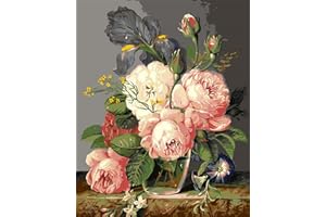 CaptainCrafts Paint by Numbers Painting by Number Kits for Adult DIY Oil Painting 16x20 Inch House Art Deco Crafts (Frameless, Mouthwatering Flowers)