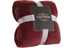 TASTHROW Coperta Vellutata in Pile, Morbida Coperta Plaid Divano Coperta Per Letto in Microfibra per Divano, Letto, Viaggi (230x270cm, Borgogna)