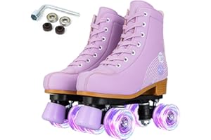 XUDREZ Pattini a rotelle per ragazza e donna, con doppia fila regolabile, in poliuretano, per bambini, principianti, interni ed esterni