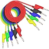 Cleqee 5PCS Double-ended 4mm Banana Plug Test Leads Stackable Copper Pulg Soft Cables for Laboratory Multimeter Electric Test