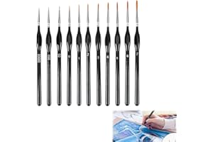 TRITMI 11 Pezzi Pennelli per Dipingere da Disegno Modellismo Miniature, Pennelli Acquerello per Pittura Ad Olio, Miniatura, Modello, Chiodo, Acquerellare Piccoli Dettagli Fini, Pennelli di Dettaglio