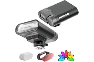PHOTOOLEX Mini Kamerablitz - G01 Camera Flash, GN16 Blitz Speedlite mit Farbbildschirm für Canon Nikon Sony Panasonic Olympus Fujifilm Pentax DSLR Standard Hot Shoe Kamera, eingebaute 2000mAh Akku
