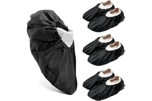 YFHUVB 3 Pairs Non-Slip Shoes Covers, Shoe Covers Reusable Waterproof, Resistant Waterproof Shoe Covers, Dustproof and Hand Washable, Overshoes for Household Carpet Floor Protection(Black)